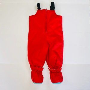 Perlimpinpin Red Bib snow pants with matching detachable booties Size 18m